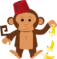 Maroon Balloon web monkey throwing bananas