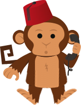 Maroon Balloon web monkey on the telephone