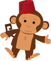 Maroon Balloon web monkey with thumbs up