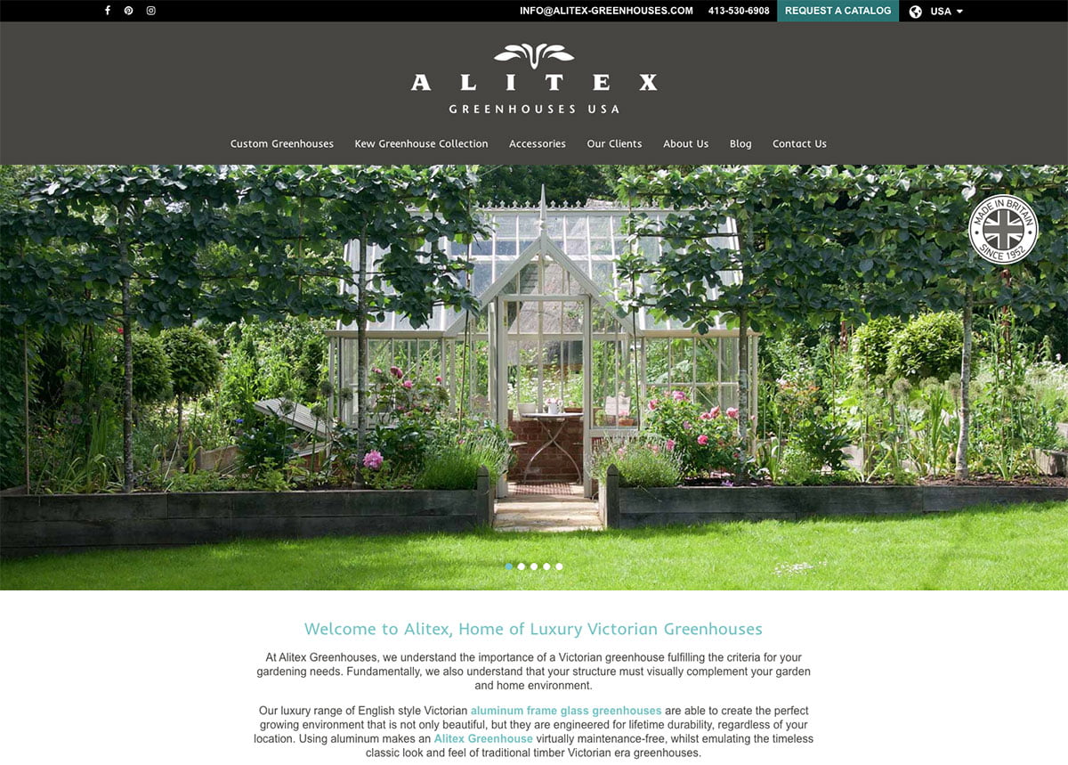 Alitex Greenhouses: website design example