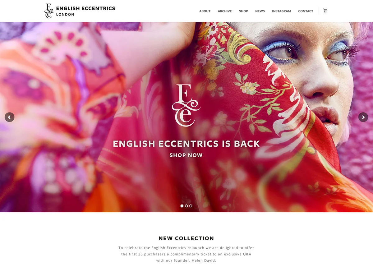 English Eccentrics: website design example