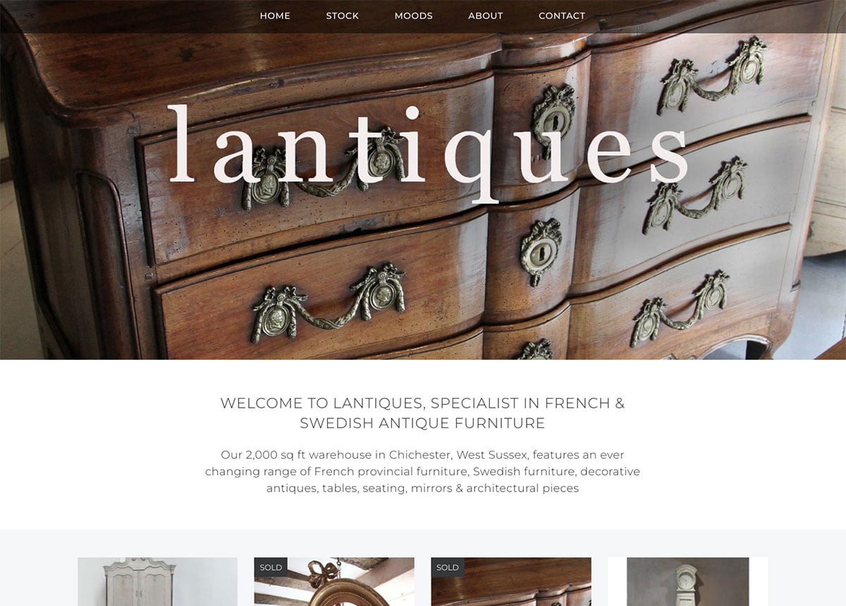 Lantiques: website design example
