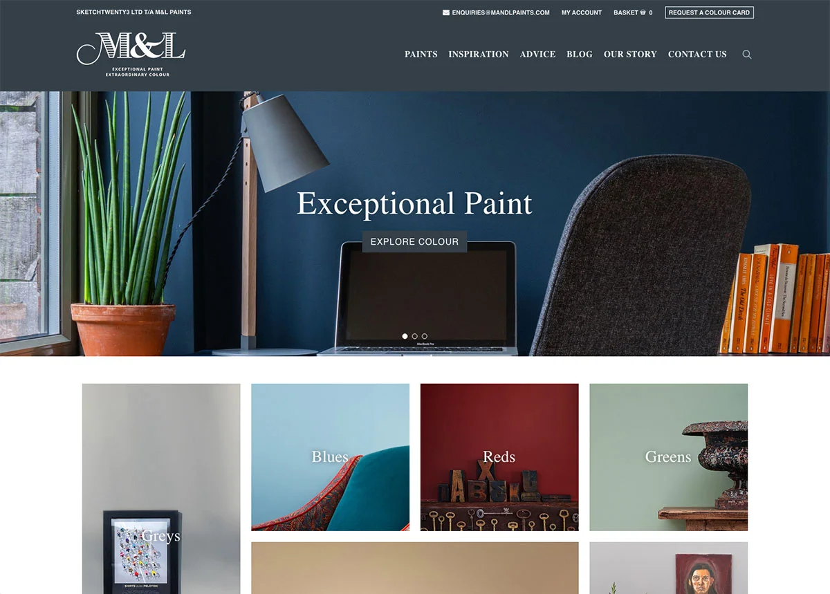 M&L Paints: website design example