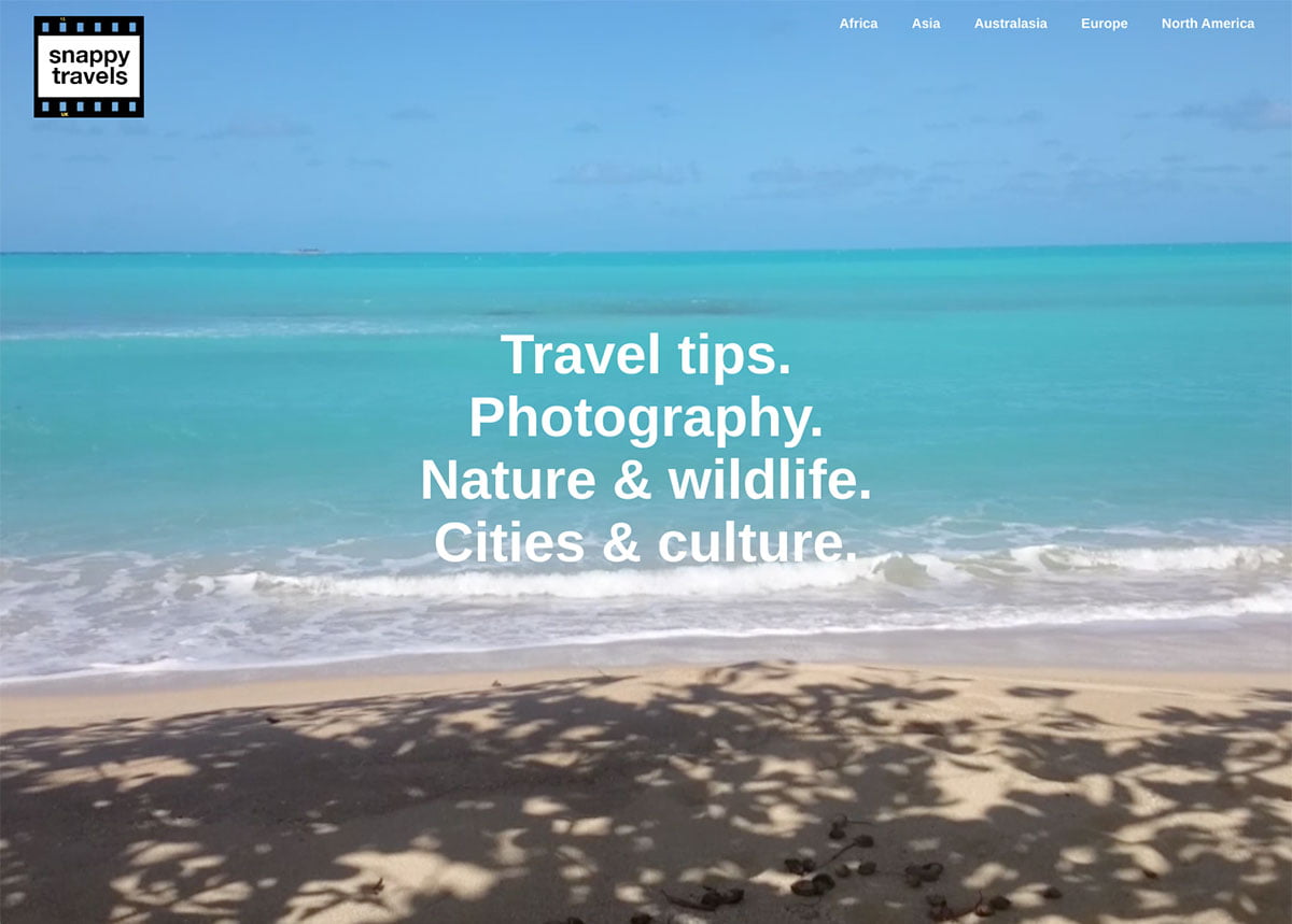 Snappy Travels: website design example